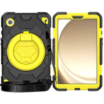 For Samsung Galaxy Tab A9 Spider Rotation Handle Silicone Hybrid PC Tablet Case(Black Yellow) - Galaxy Tab A9 by buy2fix | Online Shopping UK | buy2fix