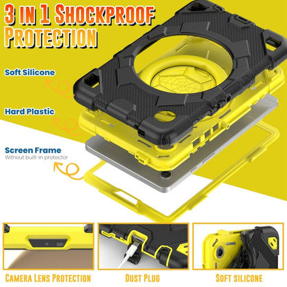 For Samsung Galaxy Tab A9 Spider Rotation Handle Silicone Hybrid PC Tablet Case(Black Yellow) - Galaxy Tab A9 by buy2fix | Online Shopping UK | buy2fix