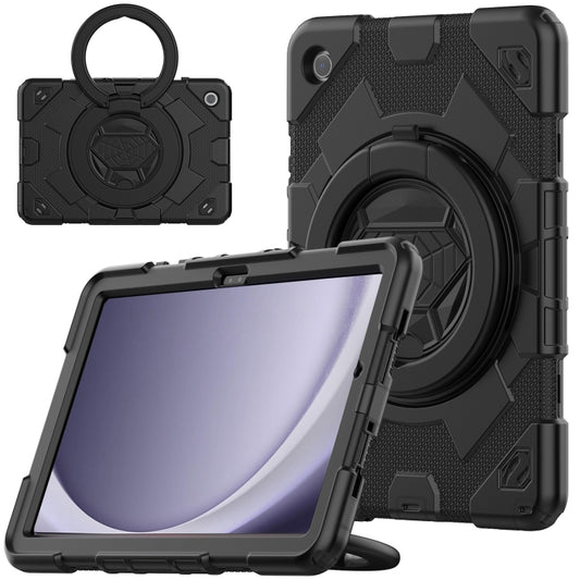 For Samsung Galaxy Tab A9+ Spider Rotation Handle Silicone Hybrid PC Tablet Case(Black) - Galaxy Tab A9+ by buy2fix | Online Shopping UK | buy2fix
