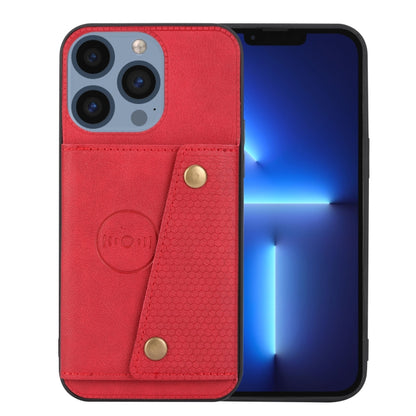 For iPhone 16 Pro Double Buckle Card Slots PU + TPU Phone Case(Red) - iPhone 16 Pro Cases by buy2fix | Online Shopping UK | buy2fix