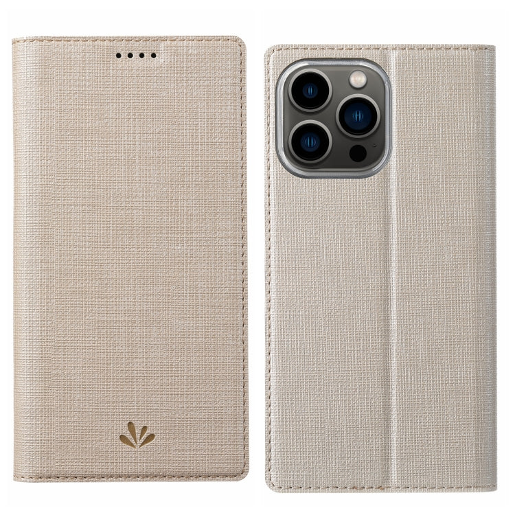 For iPhone 15 Pro ViLi DMX Series Shockproof TPU + PU Leather Magnetic Attraction Horizontal Flip Case(Gold) - iPhone 15 Pro Cases by ViLi | Online Shopping UK | buy2fix