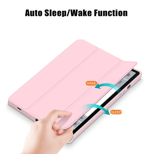 For Samsung Galaxy Tab S9 Acrylic 3-folding Smart Leather Tablet Case(Pink) by buy2fix