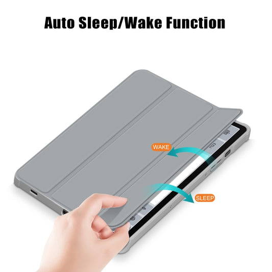 For Samsung Galaxy Tab S9 Acrylic 3-folding Smart Leather Tablet Case(Grey) by buy2fix