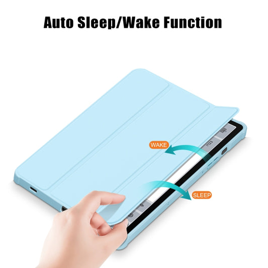 For Samsung Galaxy Tab S9+ Acrylic 3-folding Smart Leather Tablet Case(Sky Blue) by buy2fix