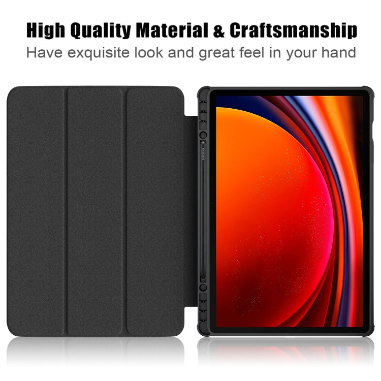 For Samsung Galaxy Tab S9+ Acrylic 3-folding Smart Leather Tablet Case(Black) - Galaxy Tab S9+ Cases by buy2fix | Online Shopping UK | buy2fix