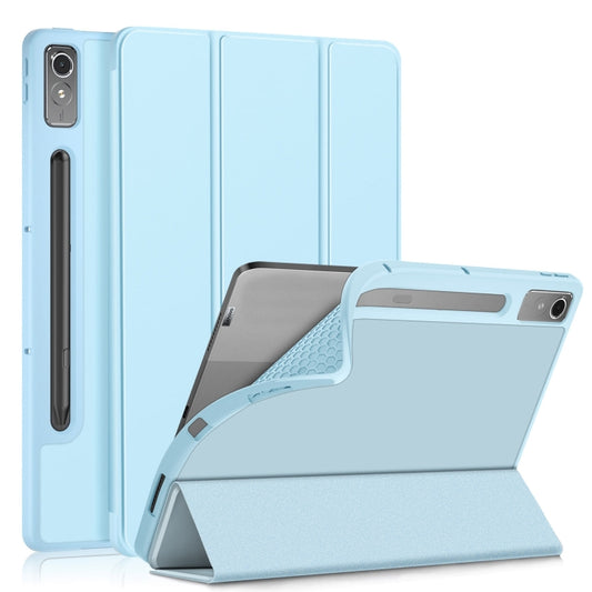 For Lenovo Tab P12 12.7 /P12 Pro 2nd Gen 3-folding TPU Smart Leather Tablet Case(Sky Blue) - Lenovo by buy2fix | Online Shopping UK | buy2fix
