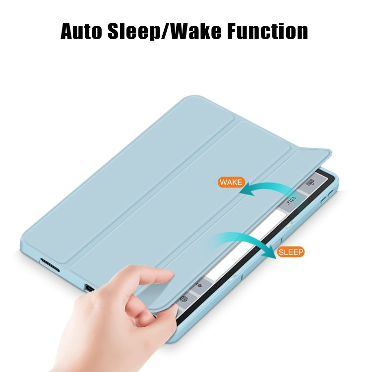 For Lenovo Tab P12 12.7 /P12 Pro 2nd Gen 3-folding TPU Smart Leather Tablet Case(Sky Blue) - Lenovo by buy2fix | Online Shopping UK | buy2fix