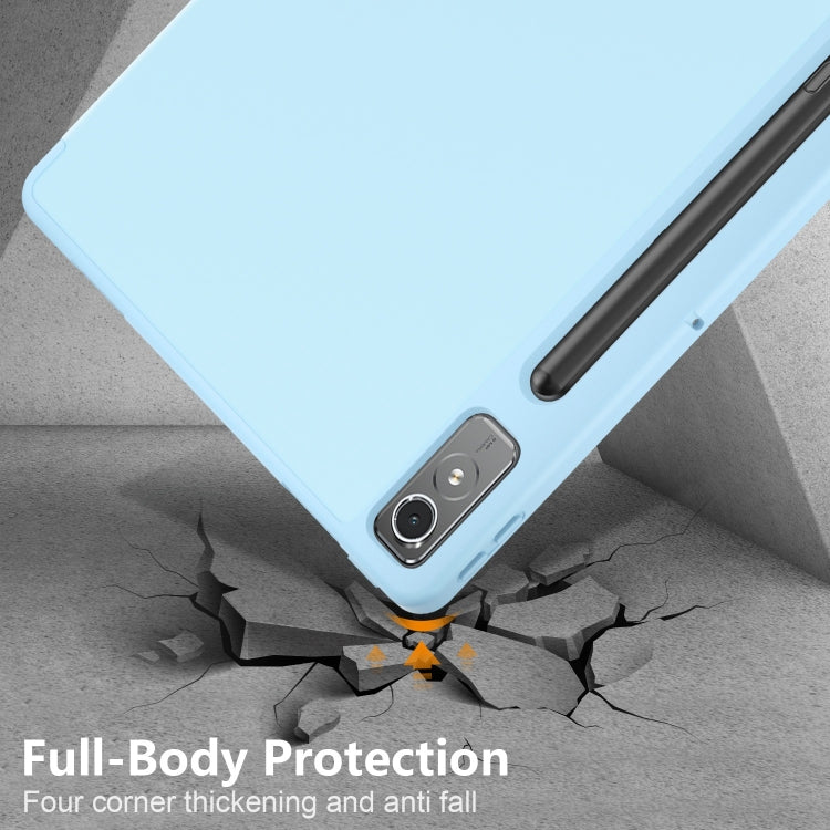 For Lenovo Tab P12 12.7 /P12 Pro 2nd Gen 3-folding TPU Smart Leather Tablet Case(Sky Blue) - Lenovo by buy2fix | Online Shopping UK | buy2fix