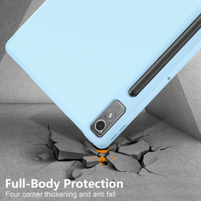 For Lenovo Tab P12 12.7 /P12 Pro 2nd Gen 3-folding TPU Smart Leather Tablet Case(Sky Blue) - Lenovo by buy2fix | Online Shopping UK | buy2fix