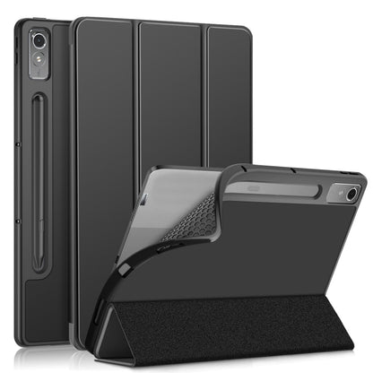 For Lenovo Tab P12 12.7 /P12 Pro 2nd Gen 3-folding TPU Smart Leather Tablet Case(Black) - Lenovo by buy2fix | Online Shopping UK | buy2fix