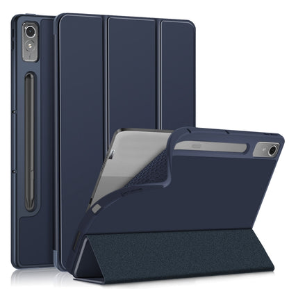 For Lenovo Tab P12 12.7 /P12 Pro 2nd Gen 3-folding TPU Smart Leather Tablet Case(Dark Blue) - Lenovo by buy2fix | Online Shopping UK | buy2fix