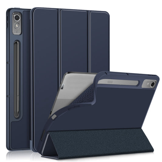 For Lenovo Tab P12 12.7 /P12 Pro 2nd Gen 3-folding TPU Smart Leather Tablet Case(Dark Blue) - Lenovo by buy2fix | Online Shopping UK | buy2fix