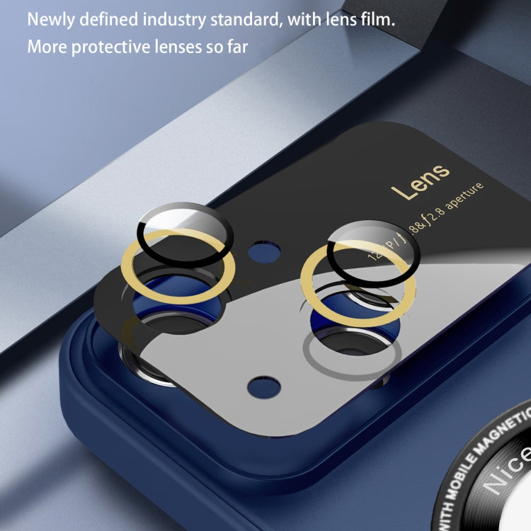 For iPhone 14 Plus Large Glass Window Magnetic Magsafe Phone Case with Lens Film(Black) - iPhone 14 Plus Cases by buy2fix | Online Shopping UK | buy2fix