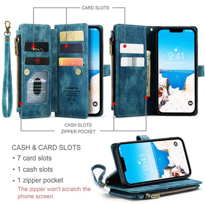 For iPhone 15 CaseMe C30 Multifunctional Leather Phone Case(Blue) by CaseMe