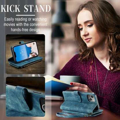 For iPhone 15 CaseMe C30 Multifunctional Leather Phone Case(Blue) by CaseMe