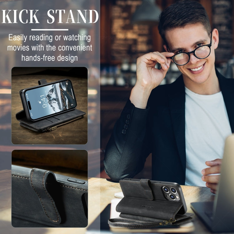 For iPhone 15 Pro CaseMe C30 Multifunctional Leather Phone Case(Black) by CaseMe