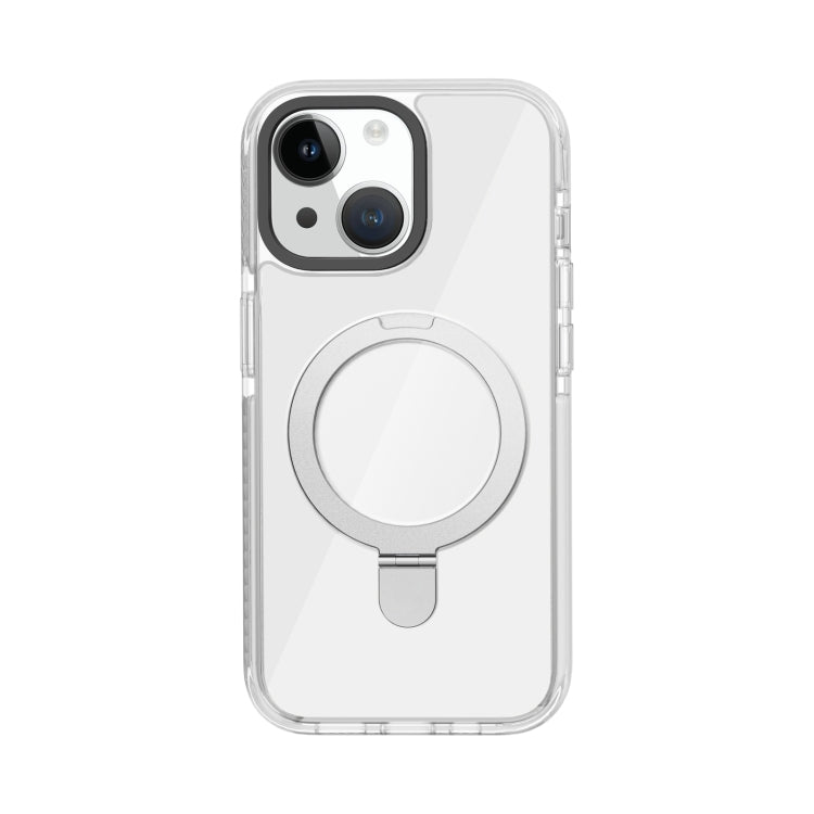 For iPhone 15 Plus Kingsteel Wolf MagSafe Holder Transparent Phone Case(White) - iPhone 15 Plus Cases by buy2fix | Online Shopping UK | buy2fix