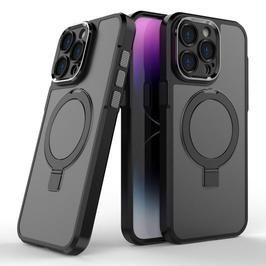 For iPhone 15 Pro Max MagSafe Magnetic Metal Holder Phone Case(Black) by buy2fix