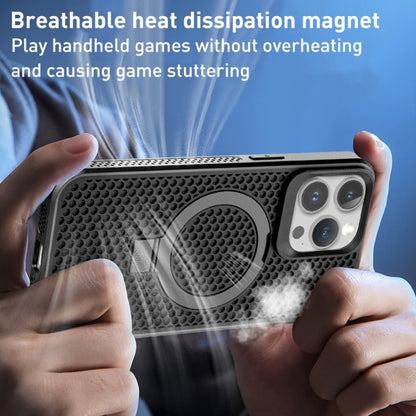 For iPhone 12/12 Pro Skin Feel PC+TPU Cooling Magnetic Magsafe Phone Case with Stand(Black) by buy2fix