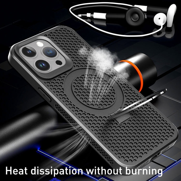 For iPhone 13 Pro Skin Feel PC+TPU Cooling Magnetic Magsafe Phone Case with Stand(Navy Blue) by buy2fix