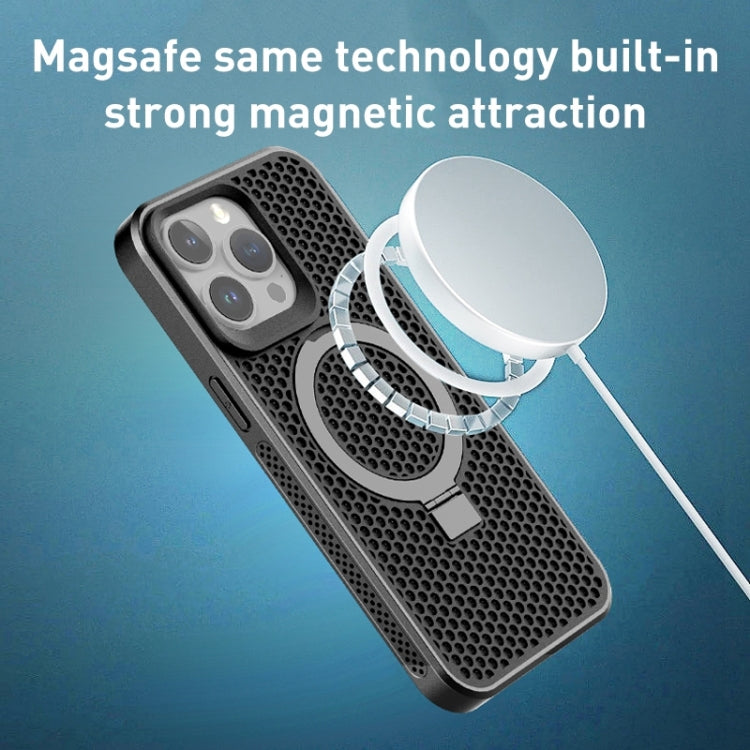 For iPhone 13 Pro Skin Feel PC+TPU Cooling Magnetic Magsafe Phone Case with Stand(Navy Blue) by buy2fix