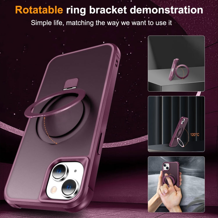 For iPhone 14 / 13 MagSafe Magnetic Holder Phone Case(Wine Red) - iPhone 14 Cases by buy2fix | Online Shopping UK | buy2fix