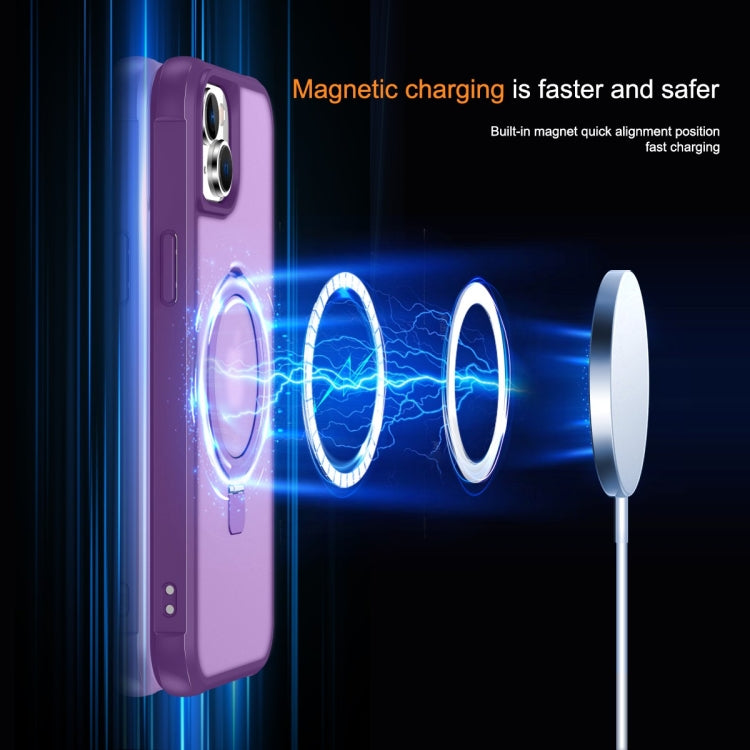 For iPhone 14 / 13 MagSafe Magnetic Holder Phone Case(Purple) - iPhone 14 Cases by buy2fix | Online Shopping UK | buy2fix