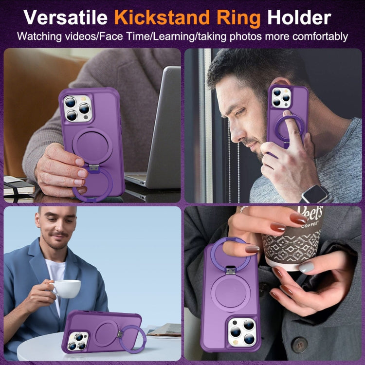 For iPhone 14 Pro Max MagSafe Magnetic Holder Phone Case(Purple) - iPhone 14 Pro Max Cases by buy2fix | Online Shopping UK | buy2fix