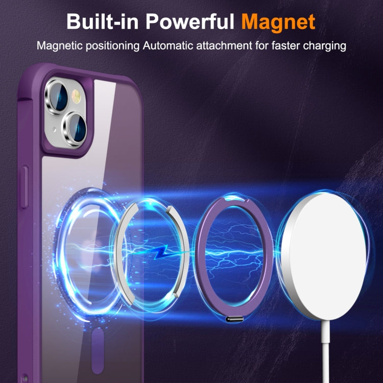 For iPhone 15 Plus MagSafe Magnetic Rotating Holder Phone Case(Purple) - iPhone 15 Plus Cases by buy2fix | Online Shopping UK | buy2fix