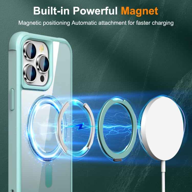 For iPhone 14 Pro Max MagSafe Magnetic Rotating Holder Phone Case(Lake Blue) - iPhone 14 Pro Max Cases by buy2fix | Online Shopping UK | buy2fix