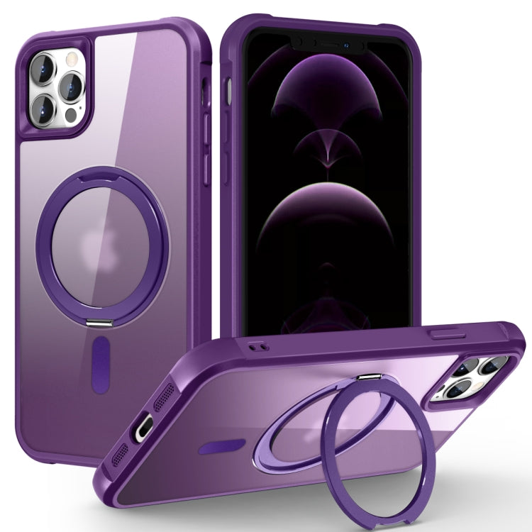 For iPhone 13 Pro Max / 12 Pro Max MagSafe Magnetic Rotating Holder Phone Case(Purple) - iPhone 13 Pro Max Cases by buy2fix | Online Shopping UK | buy2fix