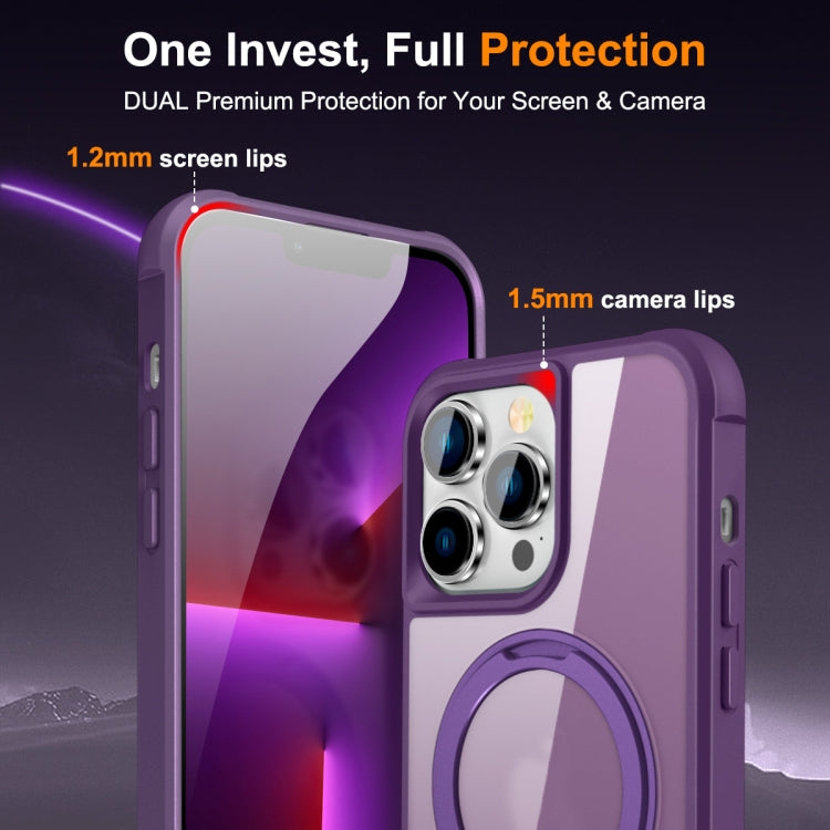 For iPhone 13 Pro MagSafe Magnetic Rotating Holder Phone Case(Purple) - iPhone 13 Pro Cases by buy2fix | Online Shopping UK | buy2fix