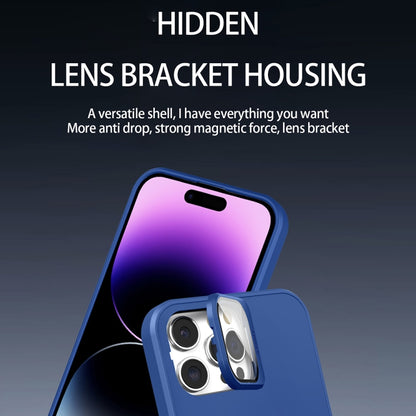 For iPhone 12 Pro Max Skin Feel Magnifier MagSafe Lens Holder Phone Case(Royal Blue) - iPhone 12 Pro Max Cases by buy2fix | Online Shopping UK | buy2fix