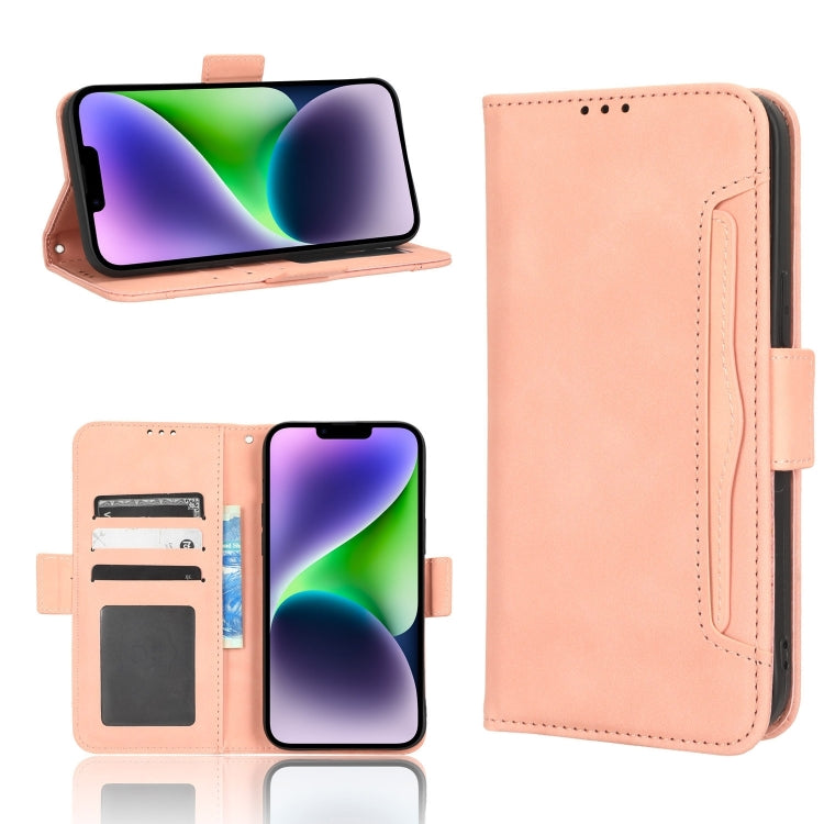 For iPhone 16 Pro Skin Feel Calf Texture Card Slots Leather Phone Case(Pink) - iPhone 16 Pro Cases by buy2fix | Online Shopping UK | buy2fix