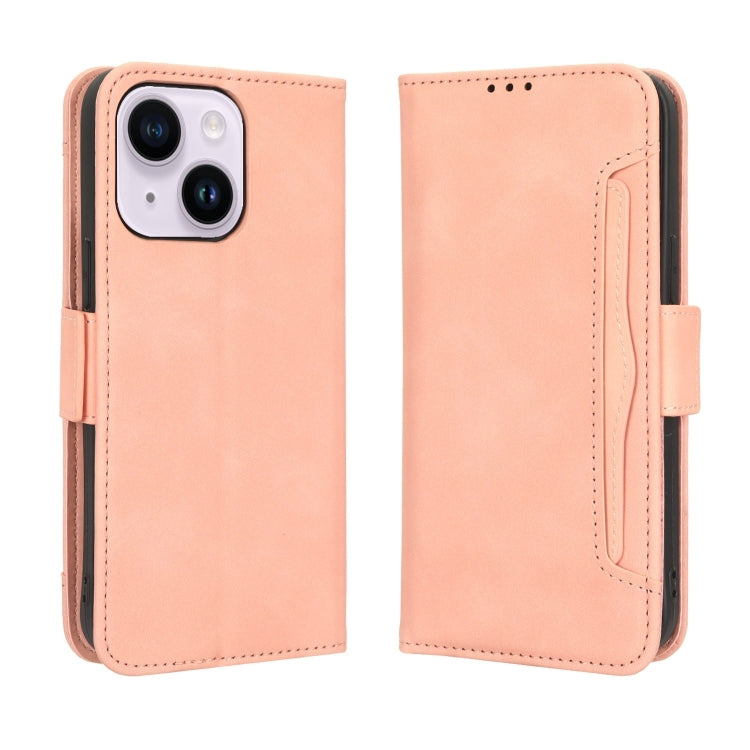 For iPhone 16 Plus Skin Feel Calf Texture Card Slots Leather Phone Case(Pink) - iPhone 16 Plus Cases by buy2fix | Online Shopping UK | buy2fix