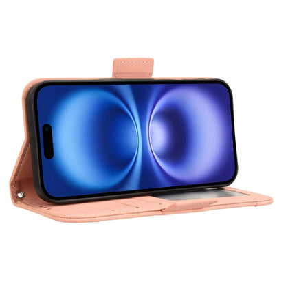 For iPhone 16 Plus Skin Feel Calf Texture Card Slots Leather Phone Case(Pink) by buy2fix