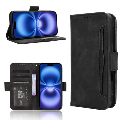 For iPhone 16 Plus Skin Feel Calf Texture Card Slots Leather Phone Case(Black) by buy2fix