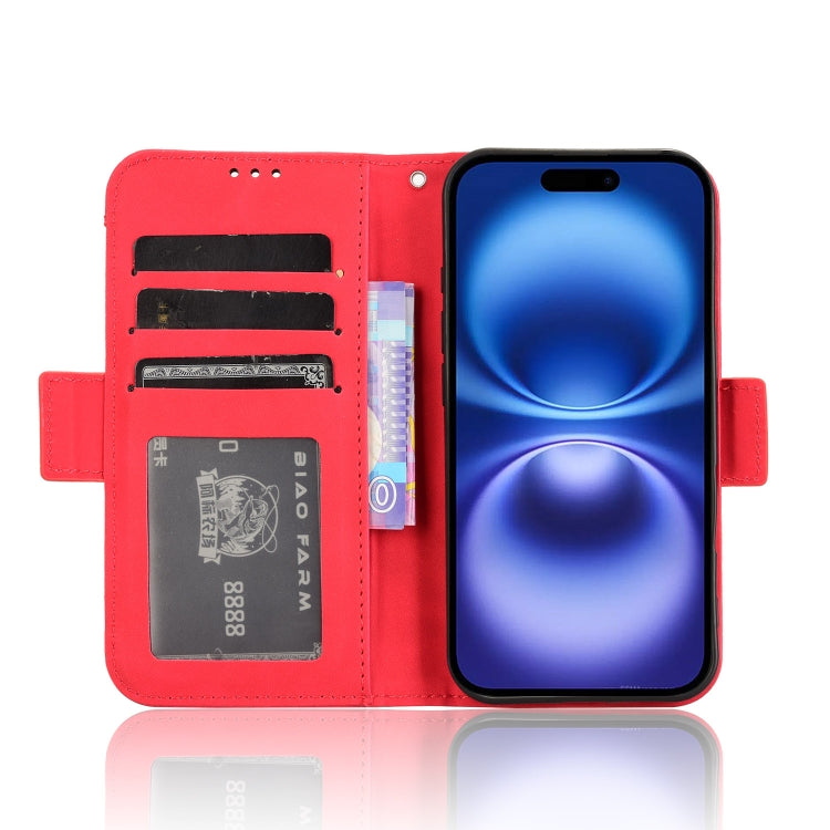 For iPhone 16 Plus Skin Feel Calf Texture Card Slots Leather Phone Case(Red) by buy2fix