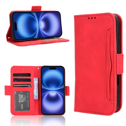 For iPhone 16 Plus Skin Feel Calf Texture Card Slots Leather Phone Case(Red) by buy2fix