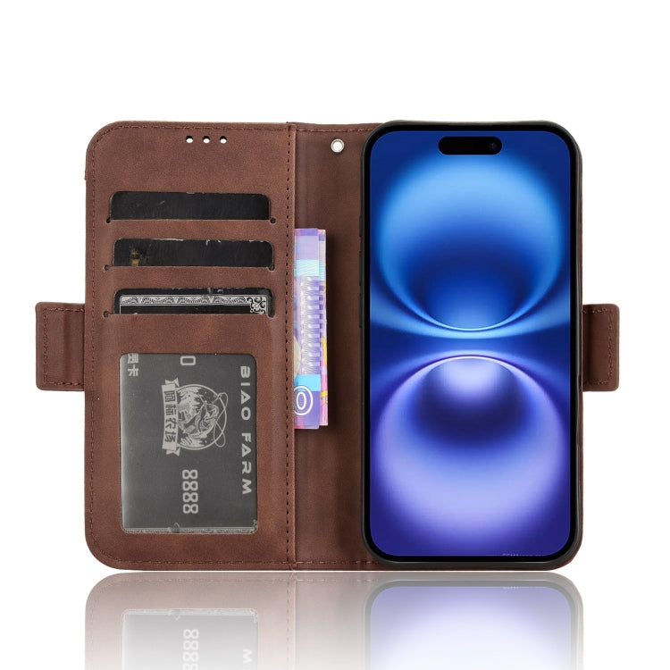 For iPhone 16 Plus Skin Feel Calf Texture Card Slots Leather Phone Case(Brown) by buy2fix