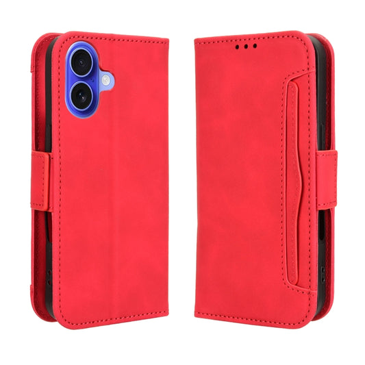 For iPhone 16 Skin Feel Calf Texture Card Slots Leather Phone Case(Red) by buy2fix