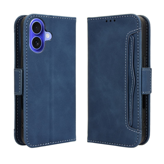 For iPhone 16 Skin Feel Calf Texture Card Slots Leather Phone Case(Blue) by buy2fix