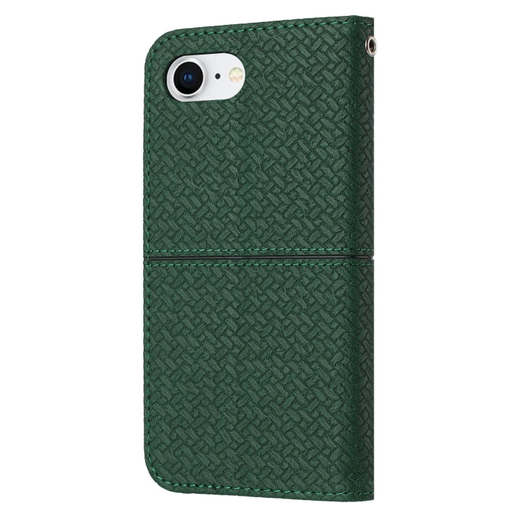 For iPhone 16e Woven Texture Stitching Magnetic Leather Phone Case(Green) by buy2fix