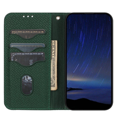 For iPhone 16e Woven Texture Stitching Magnetic Leather Phone Case(Green) by buy2fix