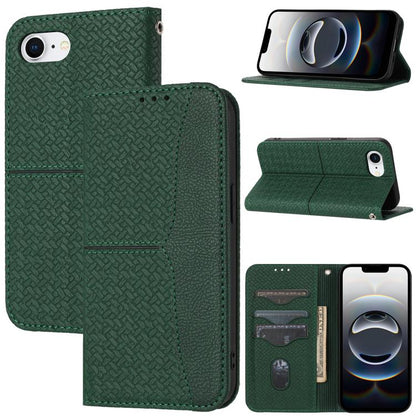 For iPhone 16e Woven Texture Stitching Magnetic Leather Phone Case(Green) by buy2fix