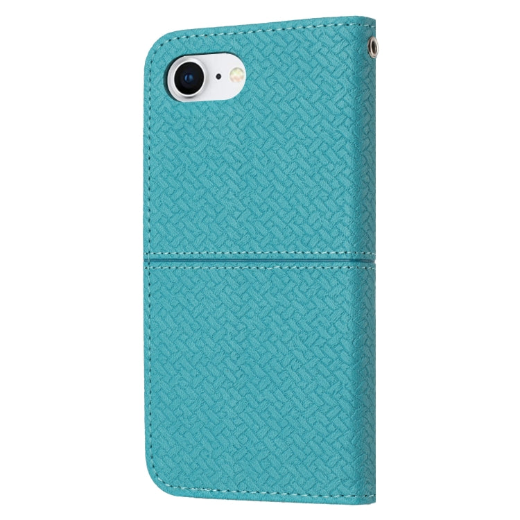 For iPhone 16e Woven Texture Stitching Magnetic Leather Phone Case(Blue) by buy2fix
