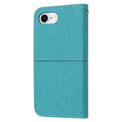 For iPhone 16e Woven Texture Stitching Magnetic Leather Phone Case(Blue) by buy2fix