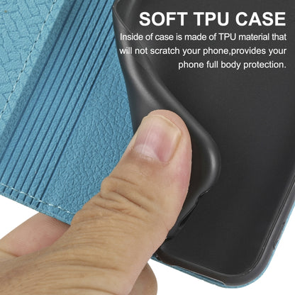 For iPhone 16e Woven Texture Stitching Magnetic Leather Phone Case(Blue) by buy2fix