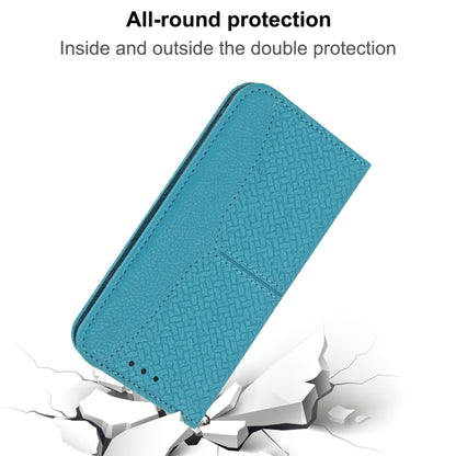 For iPhone 16e Woven Texture Stitching Magnetic Leather Phone Case(Blue) by buy2fix