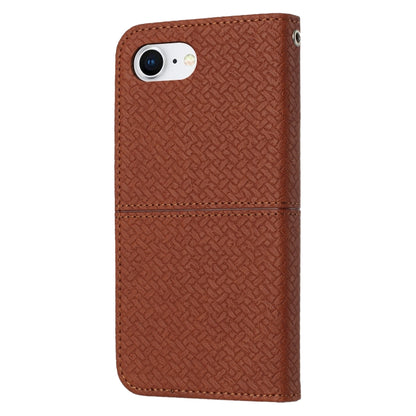 For iPhone 16e Woven Texture Stitching Magnetic Leather Phone Case(Brown) by buy2fix